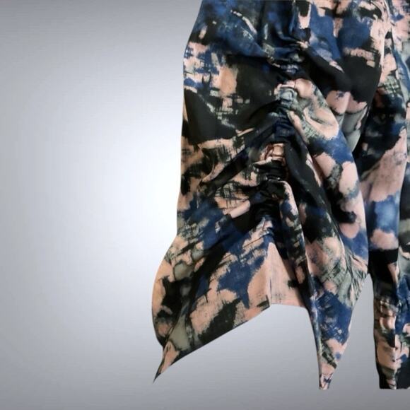 Kenneth Cole Abstract Print Ruched Sheath Dress NWT 3/4 Sleeves Blue Pink Sz L - Picture 8 of 13